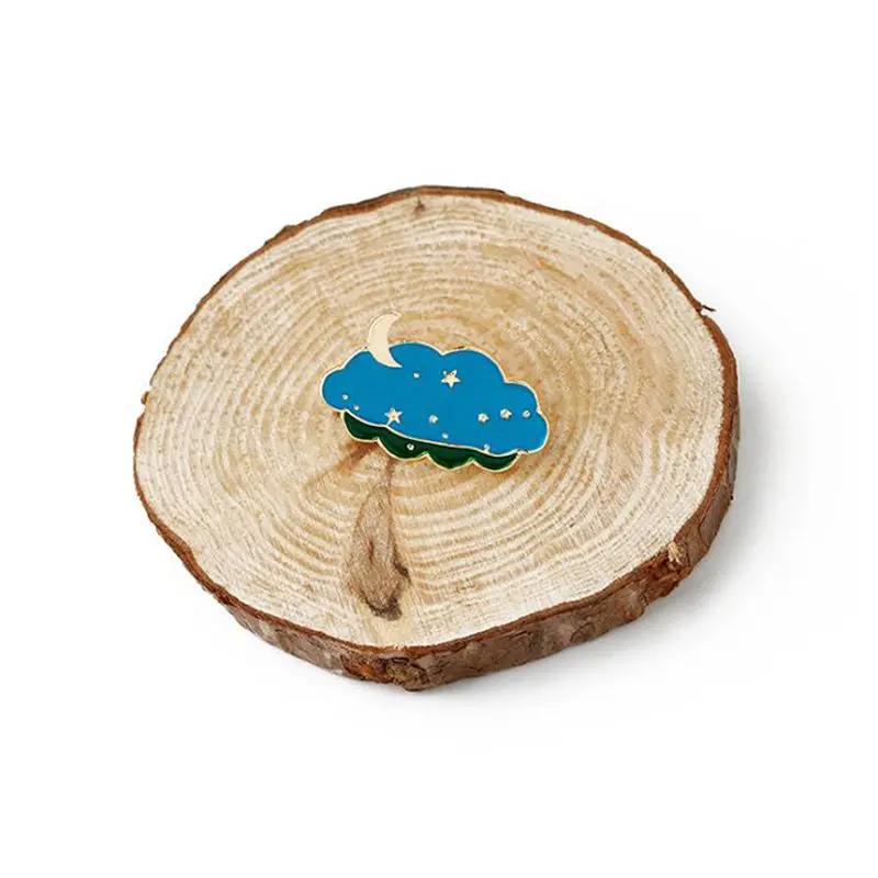 Новый мультяшный значок ночного неба луна звезды облака булавка на кнопке сумка