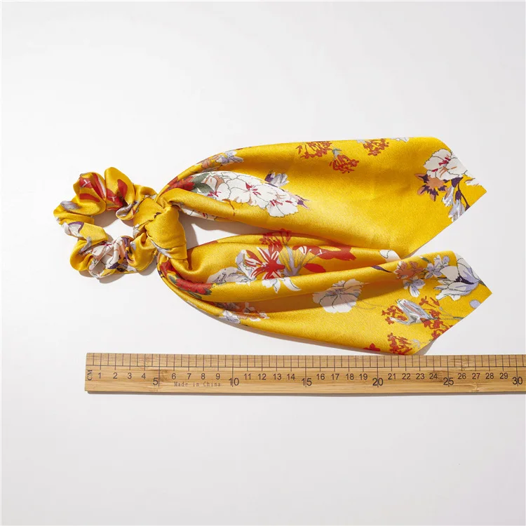 

Satin Chiffon Hair Scrunchies Flower Print Elastic Hair Band Bohe Style Hair Scarf Ties Rope Ponytail Hair Accessories for Women