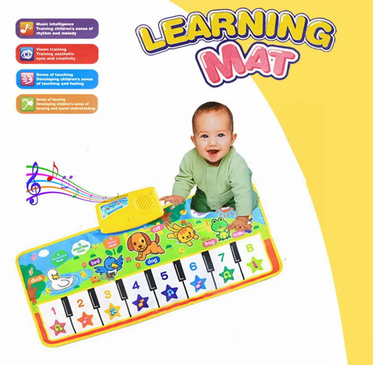 Детский музыкальный коврик для пианино с голосом животного детское игровой