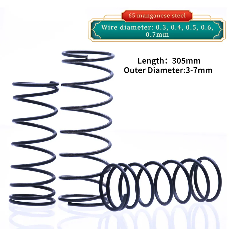 

1 шт. Диаметр проволоки: 0,3-0,7 мм 65 пружина давления сжатия Y-образная сжатия пружина Внешний диаметр: 3-7 мм Длина: 305 мм