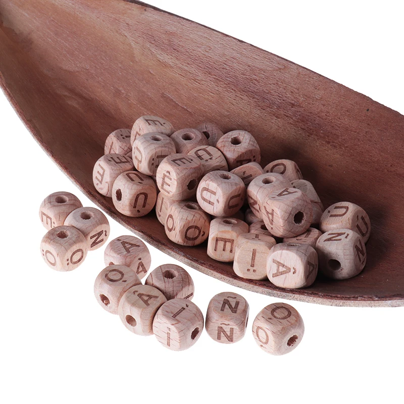 20pcs Wooden Beads Letters French Alphabet Beech Beads Baby Accessories Wooden Toys Pacifier Chain Baby Goods Diy 12mm Beads