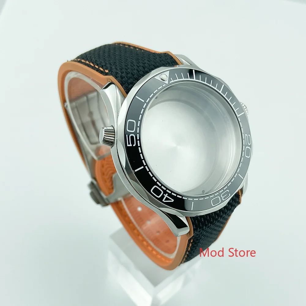 Fit ETA2836 DG2813 Movement 200M Tested WR 41mm Sea-Master Style Watch Case Black White Writing Bezel Strap 316 Solid SS |