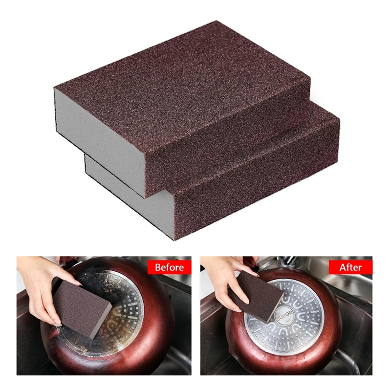 

2/4/8pcs 100*70*25mm Magic Brown Emery Sponge Carborundum Washing Kitchen Cleaner Cleaning Sponge Removing Rust Kitchen Tool