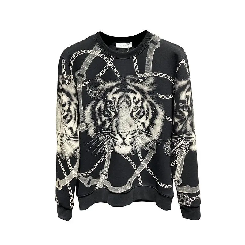 

2021 New High Quality Hoody Rhinestones Men Winter Casual Patchwork HoodieLoose Hip Hop Sweatshirts
