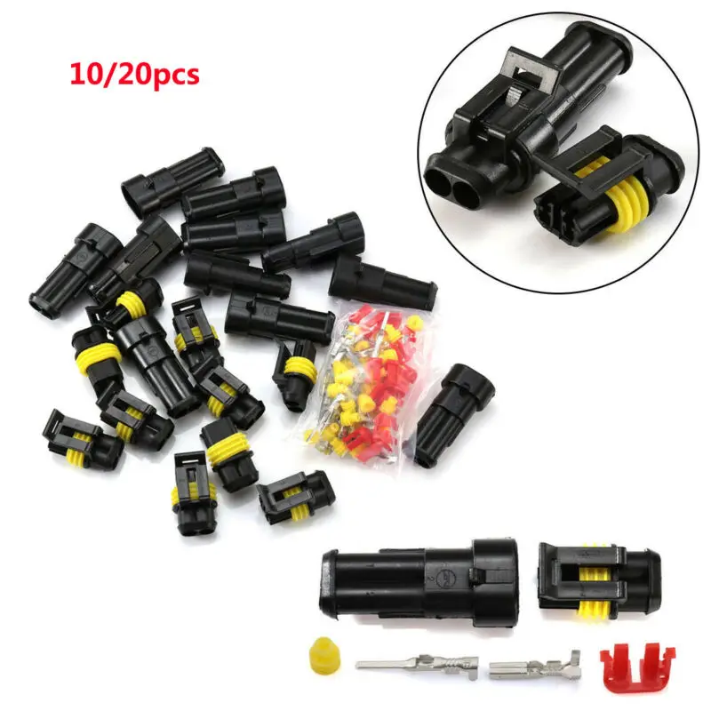 

10* 2-Pin Way Connectors Waterproof Crimp Electrical Plug Socket Wire Accessory