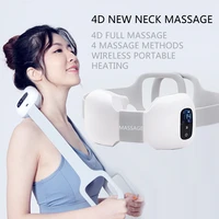 4d electrical shiatsu back neck massage shoulder body massager infrared heated kneading carhome massager wireless and portable