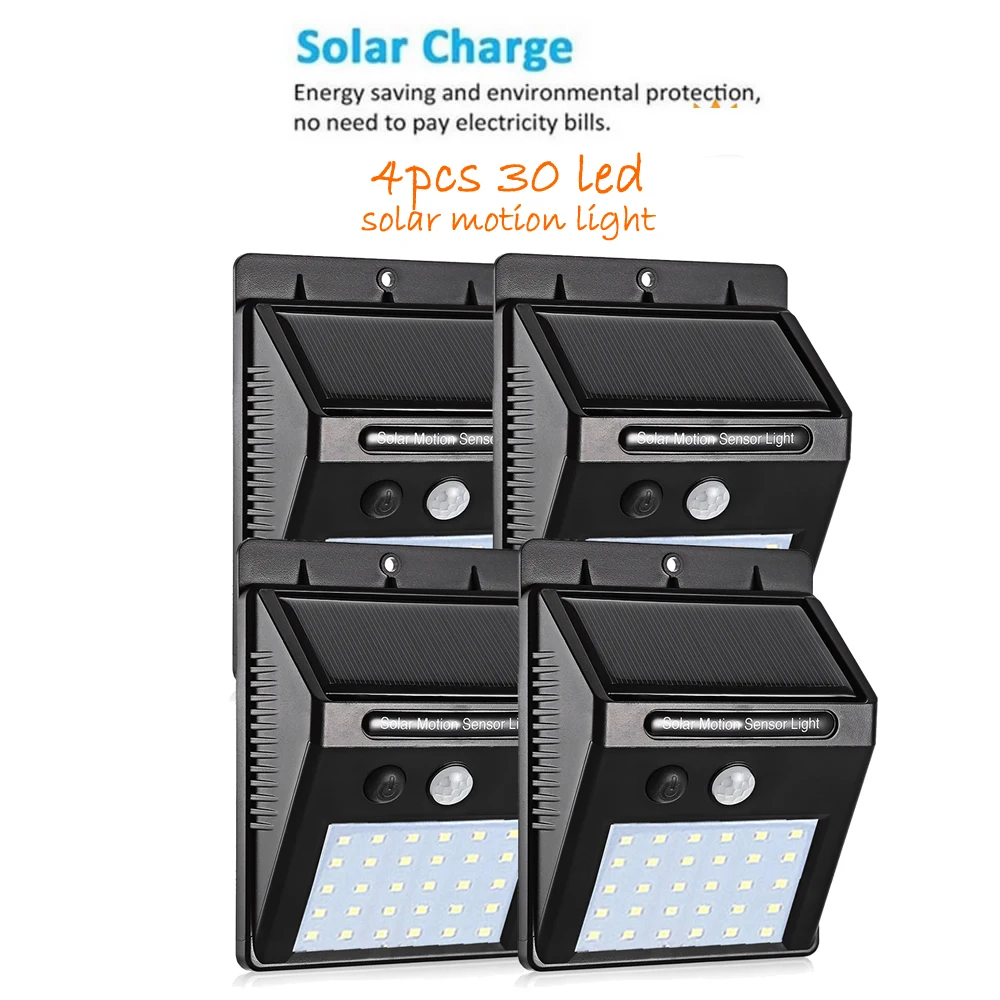 4 шт. 30 светодиодный с питанием от солнечной панели свет инфракрасный PIR датчик