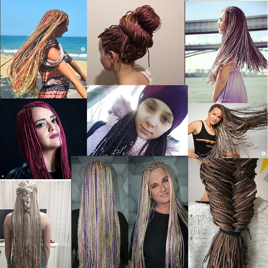 Косички для вязания крючком синтетические волосы наращивания фиолетовые черные