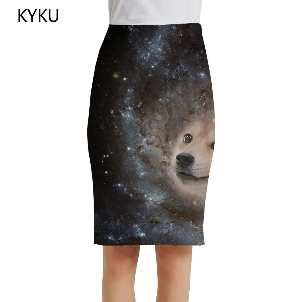

Женская винтажная юбка-карандаш KYKU, элегантная офисная юбка с животными, в стиле Харадзюку, корейская мода, лето
