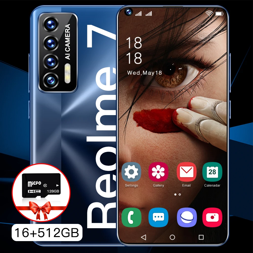 

7.3INCH Global Version Reolme7 16 GB 512 GB 32MP+50MP Smartphones Android 11 5G 6800mAh 10 Core Really Telephone MTK6889 Face ID