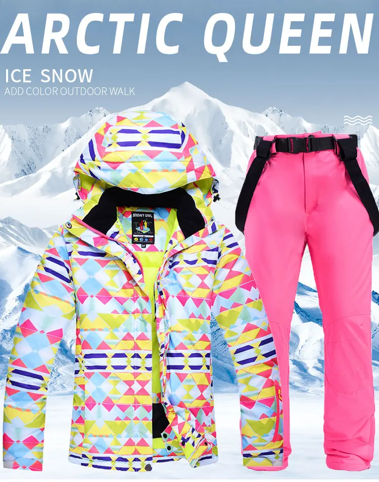 Новый толстый теплый лыжный костюм для женщин водонепроницаемый ветрозащитный и