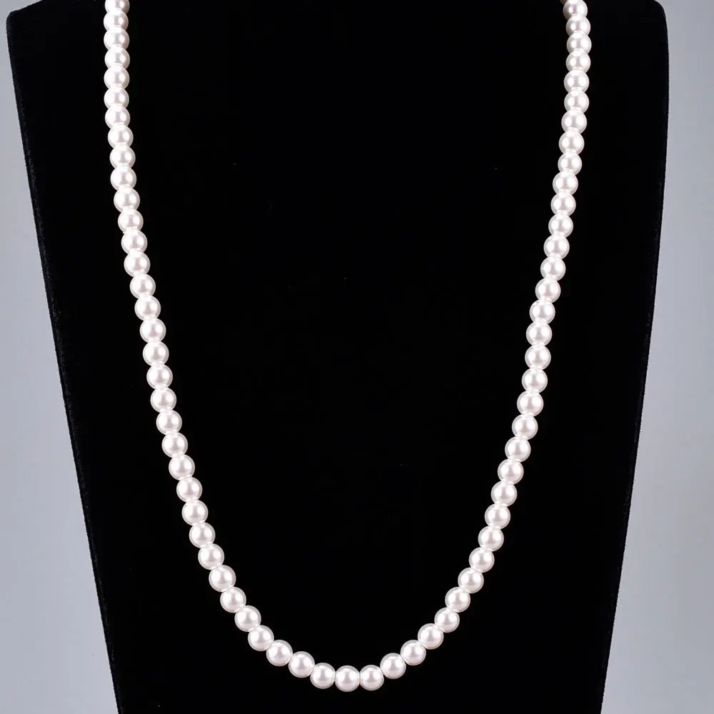 

Ожерелье женское из нержавеющей стали с жемчугом, колье с круглым жемчугом 18 КГП, чокер золотистого цвета на цепочке до ключиц, Подарочная б...