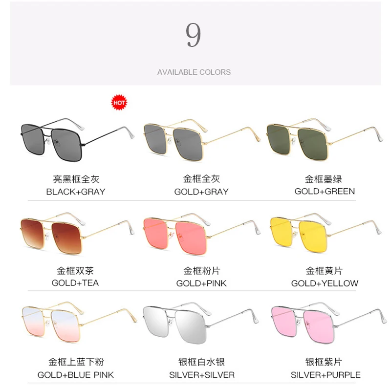 

2021 European And American Large Frame Two-Tone Retro Sunglasses, Double Beam Ocean Piece Frame Metal Sunglasses For Women UV400