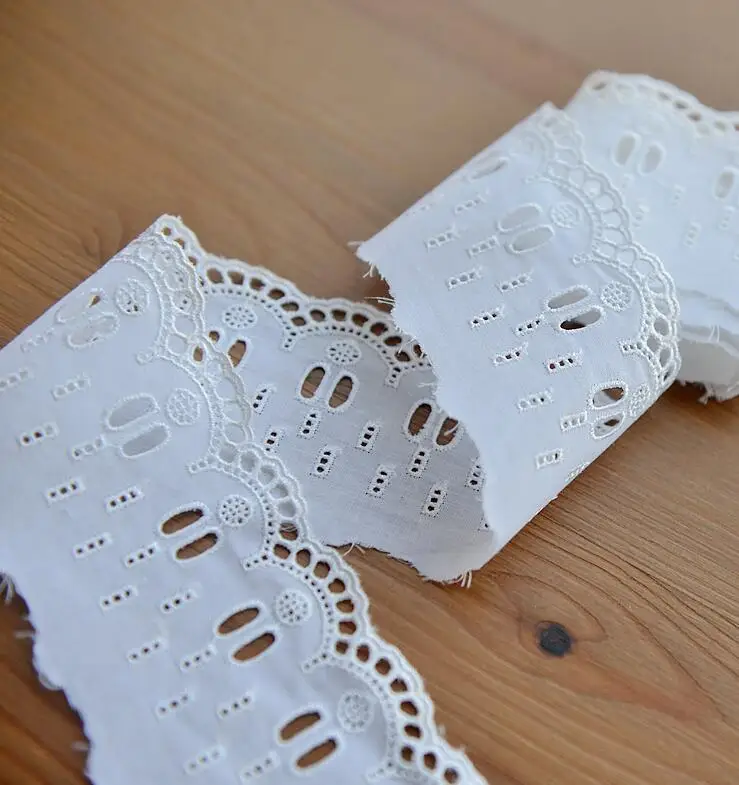 2 метра Белый Цвет DIY Ручная Лоскутная хлопковая ткань кружевная ткань Цветочная вышивка кружева 6,2 см