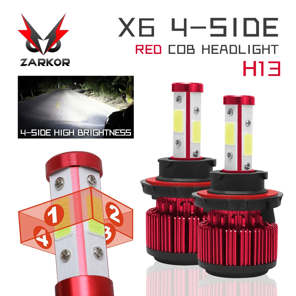 Zarkor светодиодный H4 H7 H8 H9 H11 X6 20000LM 200W 6500 к Автомобильный головной светильник s Белый