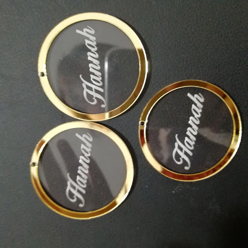 50 шт. Персонализированная круглая рамка свадебные имя и инициалы зеркальные