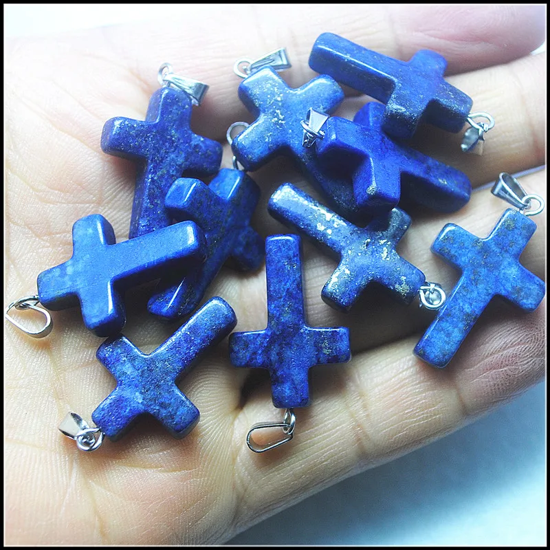 

5pcs natural lapis lazuli corss pendants 18x25mm hot selling for women bracelets making diy jewelry findings