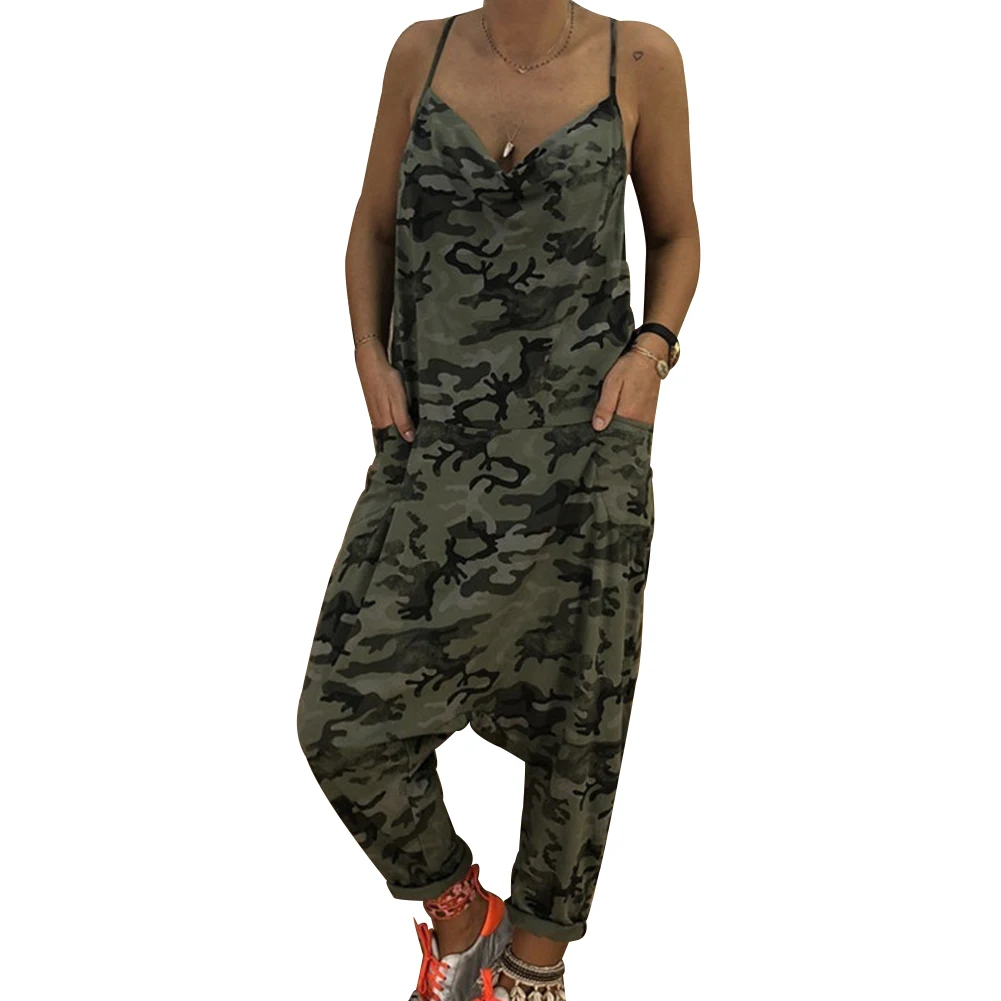 Новый женский Камуфляжный мешковатый Повседневный Свободный комбинезон с