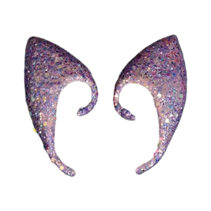 

1 Pair Shiny Sequins Angel Elf Ears Silicone Fake Ear Prop Halloween Party Decor