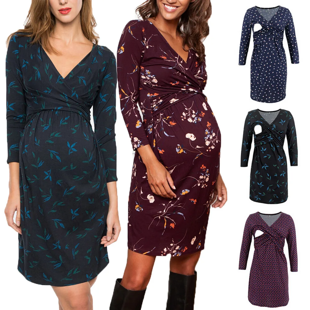 Платье для беременных 2020 весеннее с длинным рукавом Повседневное платье