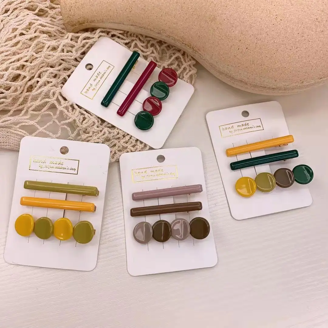 Корейский стиль детские яркие цвета контрастные заколки Южная Корея модные