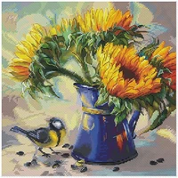 bird and sunflower patterns counted cross stitch 11ct 14ct 18ct diy cross stitch kits embroidery needlework sets home decor