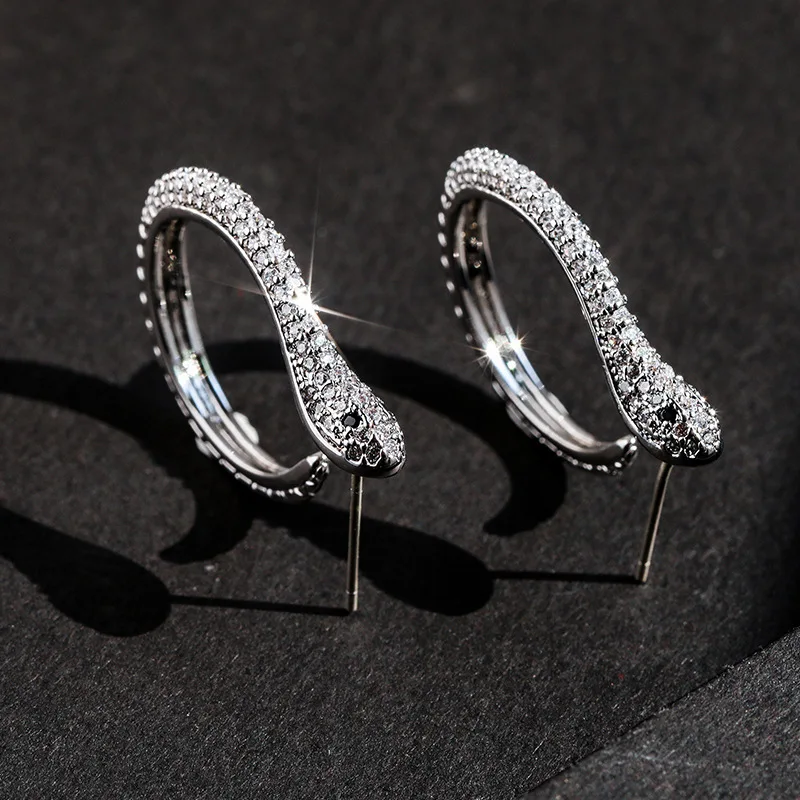 

Animal snake shape earrings with sparkles rhinestones simple personality fashion S925 needles neuter new jewelry earrings