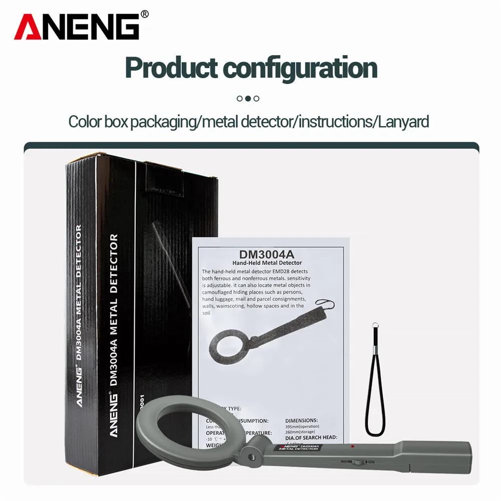 

ANENG DM3004A Metal Detector Adjustable Sensitivity Metal Finder Radar Detection Portable Handheld Security Scanner Tool