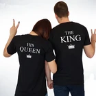 Футболка для пар King Queen, с принтом короны футболка для влюбленных, одежда для пар, женская футболка, модные летние топы