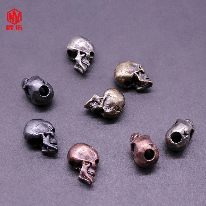 

1PC Retro Brass Copper White Copper Red Copper Knife Beads Devil Skull Paracord Beads Lanyard Pendants