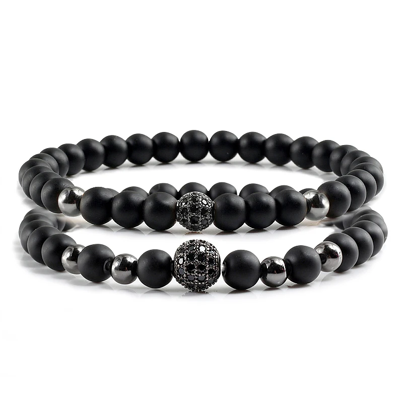 2 шт./компл. очаровательный женский браслет 6 мм из натурального камня