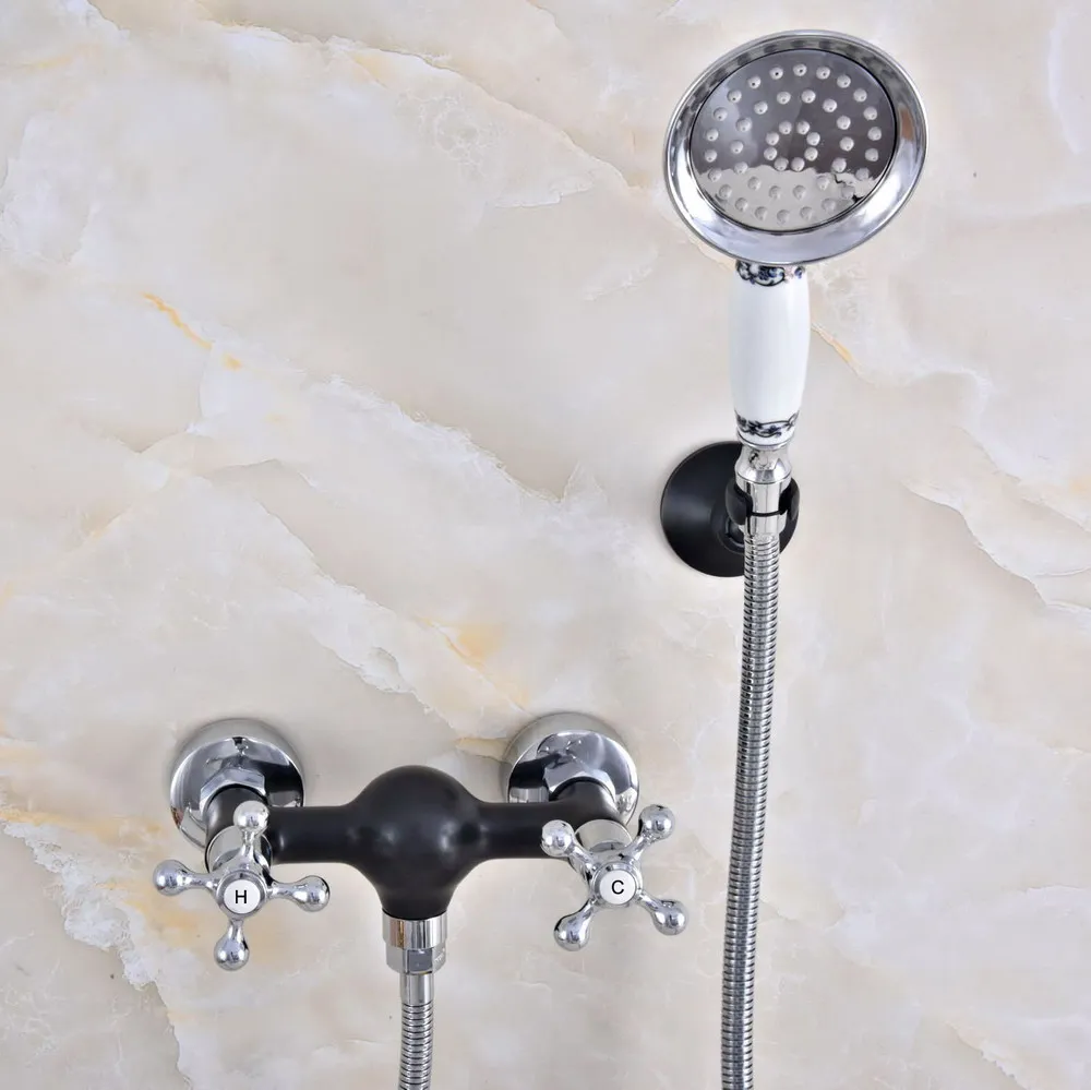 Полированный Хром Черный Масло втирают бронзу настенный смеситель для ванной