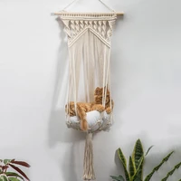 macrame cat hammockmacrame hanging swing cat dog pet bed with hanging kit for cats hand woven hanging basket home decor