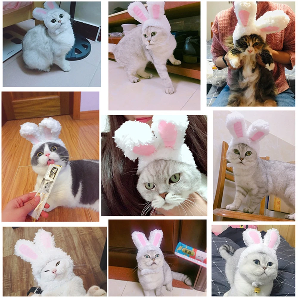 Милый кролик кошка шапка с ушками костюм для питомца косплей Хэллоуин Рождество