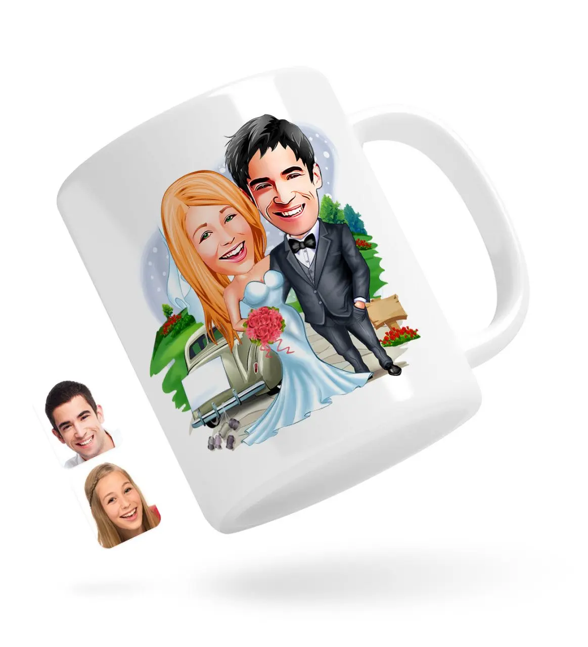 

Персонализированные брак карикатура белая кружка Bardak-1