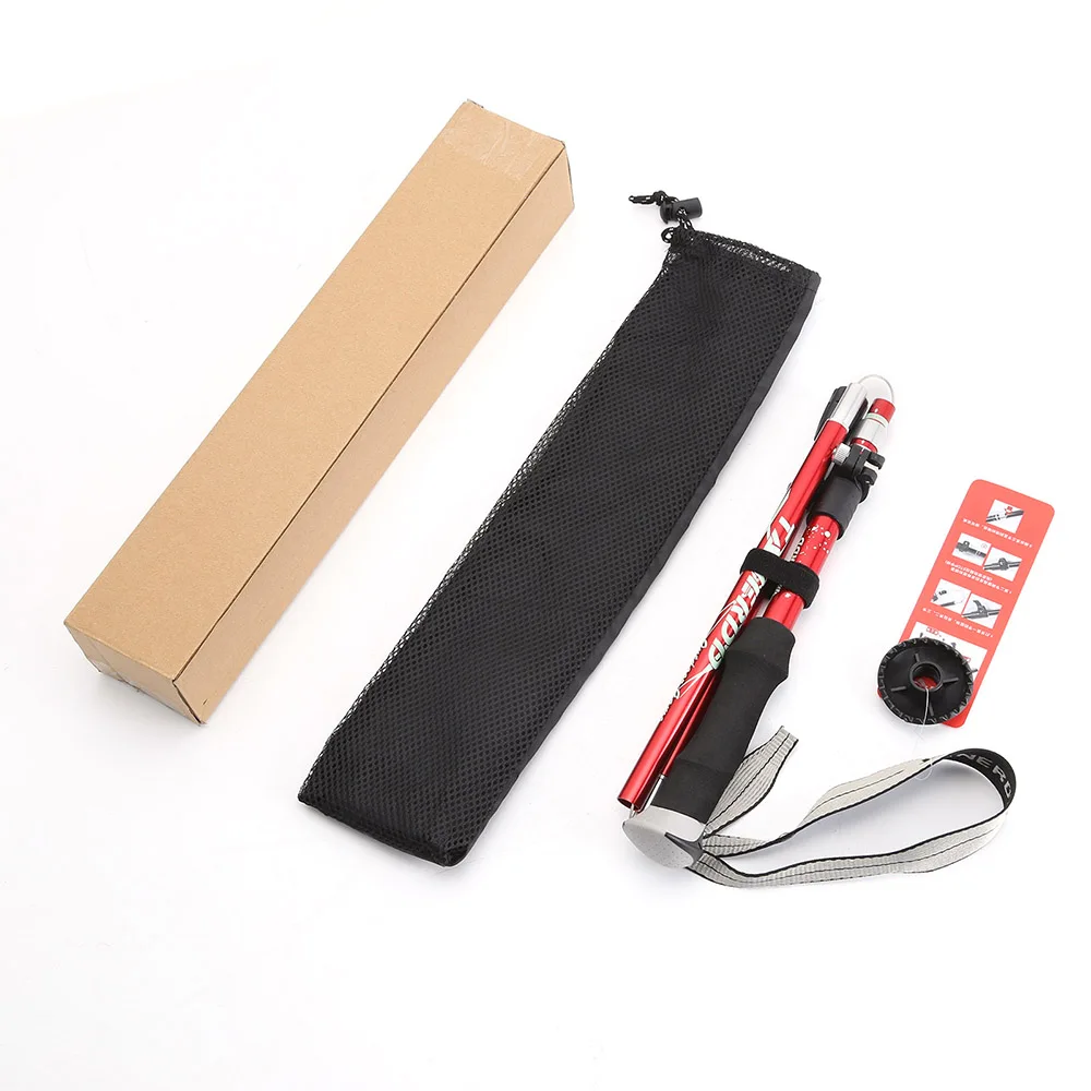 

5-Section Fold Trekking Poles Camping Portable Walking Hiking Stick EVA Handle 250G Ultralight Outdoor hiking Alpenstock