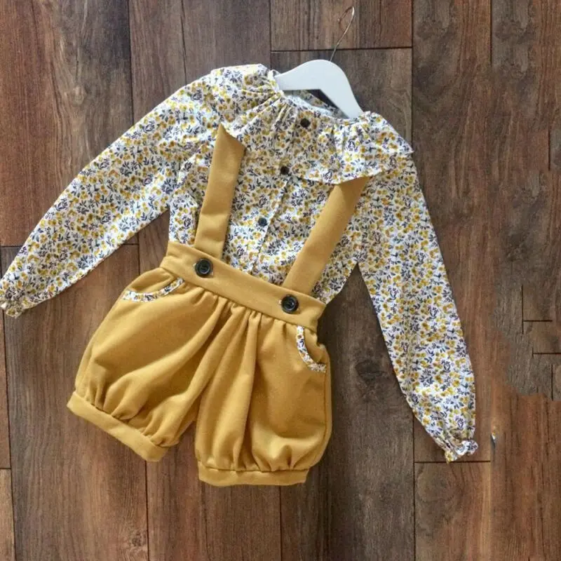 Модная одежда для маленьких девочек топы с цветочным принтом хлопковый