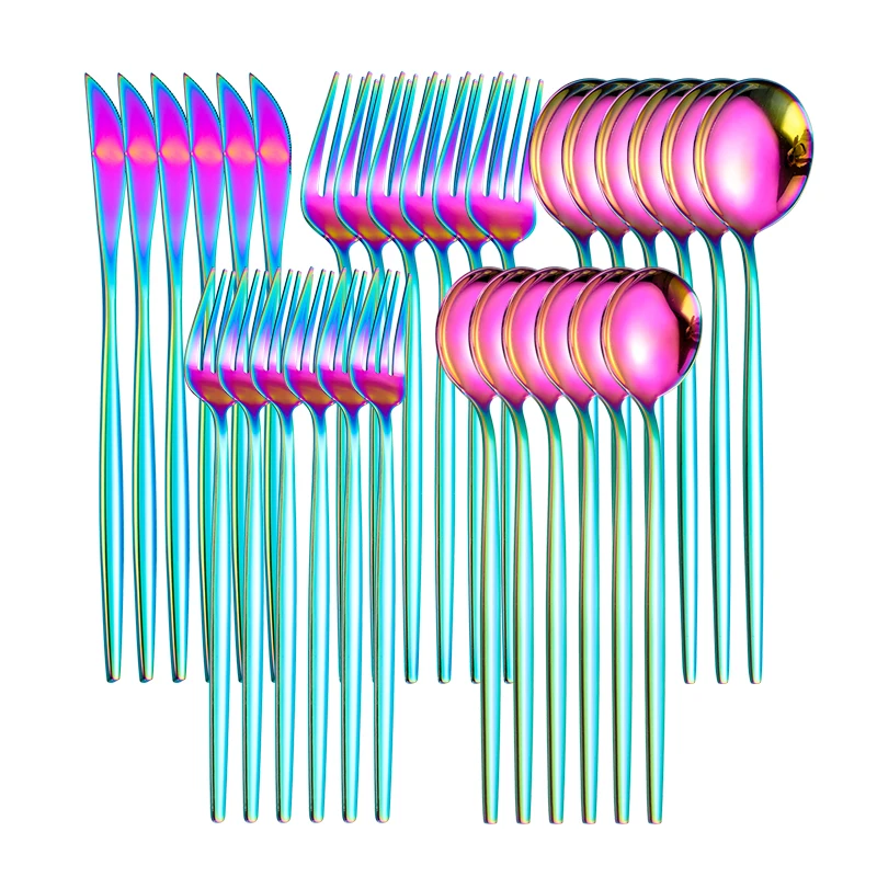 

Набор столовых приборов Rainbow, столовый набор из 30 предметов из нержавеющей стали