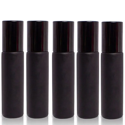 5pcs Black 1/5/10 шт 10 мл Портативный толстые Стекло ролик эфирное масло в виде флаконов парфюма путешествий многоразового использования, матовый цветной ролик с шариком-роллером - Цвет: 5pcs Black