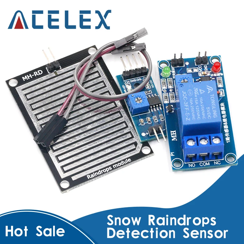 Rain water sensor module + DC 5V 12 Relay Control Module Rain Sensor Water Raindrops Detection Module for Arduino robot kit