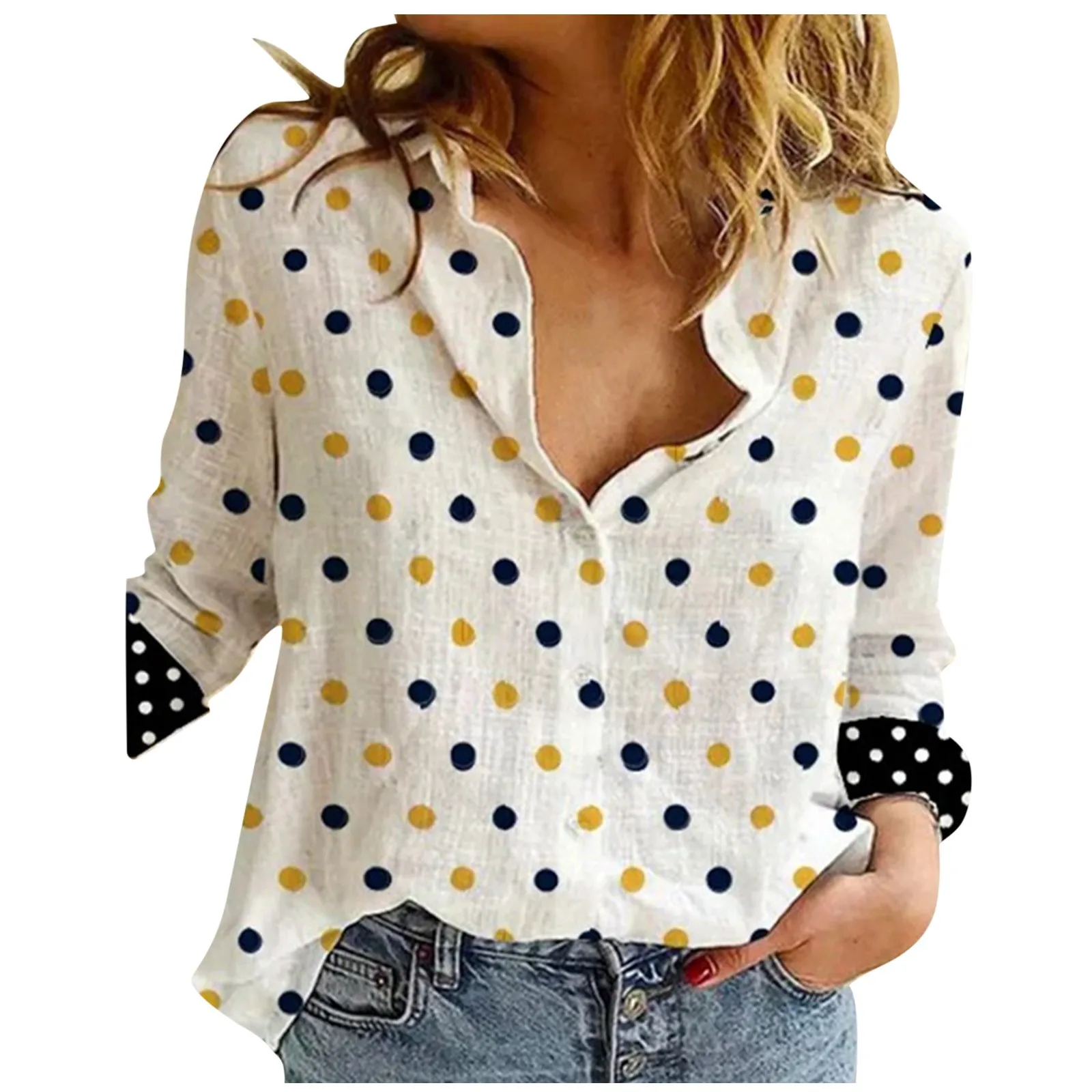 

New Blouse Women Fashion Long Sleeve Polka Dot Print Lady Office Shirt Blouse Top Women's Clothing Blusas Mujer De Moda 2021
