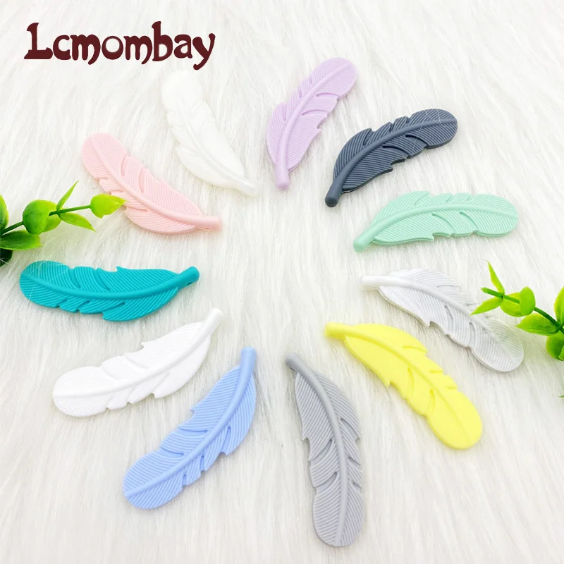 

100pcs/lot Silicone Teether Feather Beads Bpa Free Teether Handmade Accessories Teething Toys For Infant Newborn Gift