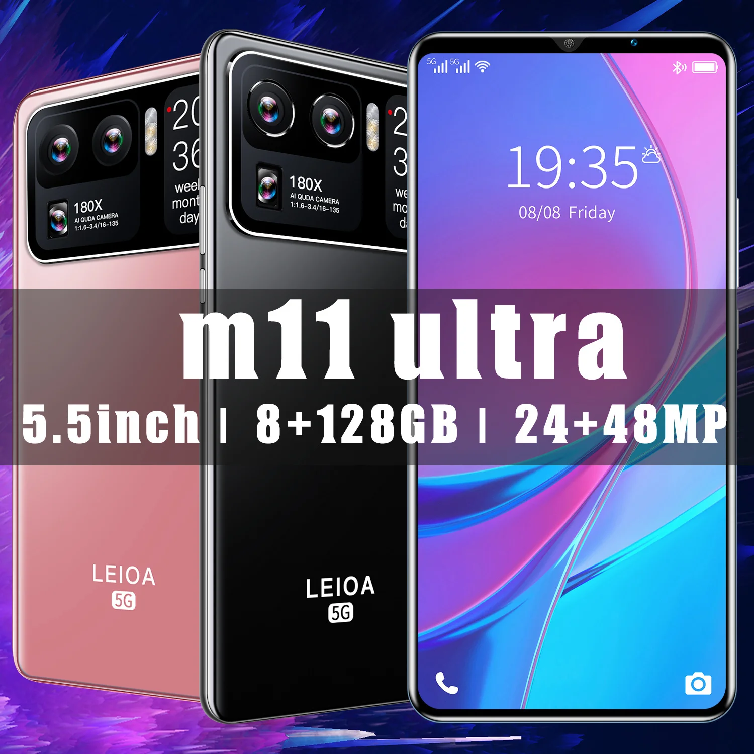 

M11 ultra 5.5 inch smartphone 8 128G 24MP+48MP MT6595 10 Core 4800mAh fingerprint unlock 5G GPS Universal dual card dual standby