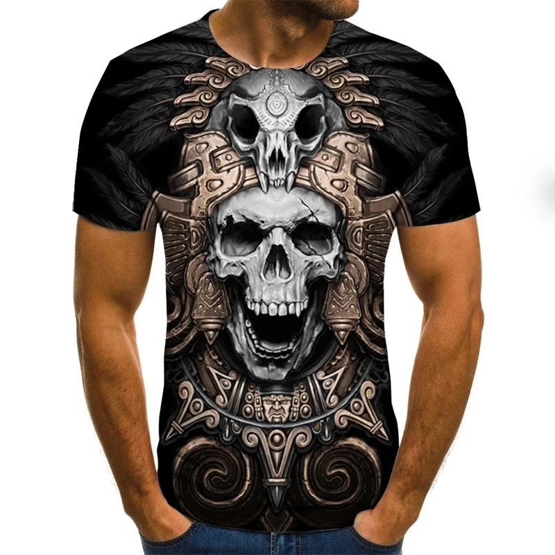

2021 summer trend new street mask hip hop punk digital 3d compassionate boy short sleeve girl short sleeve