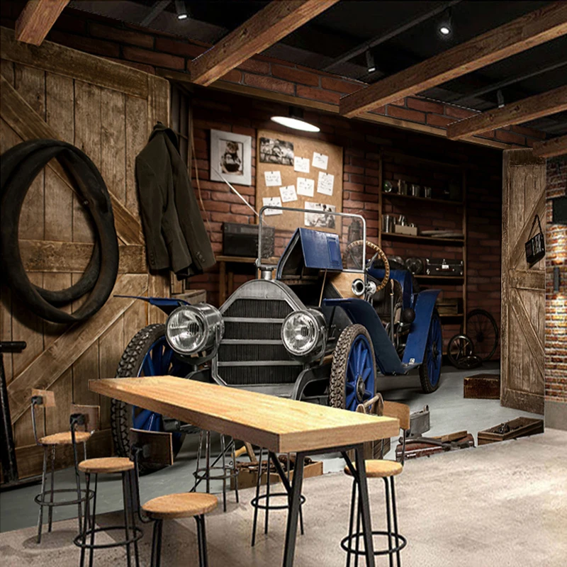 Пользовательские фото обои 3D автомобиль Ретро Ностальгический стиль ресторан