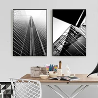 nordic building visual angle line wall art canvas paintings prints black white posters for living room morden minimalist decor