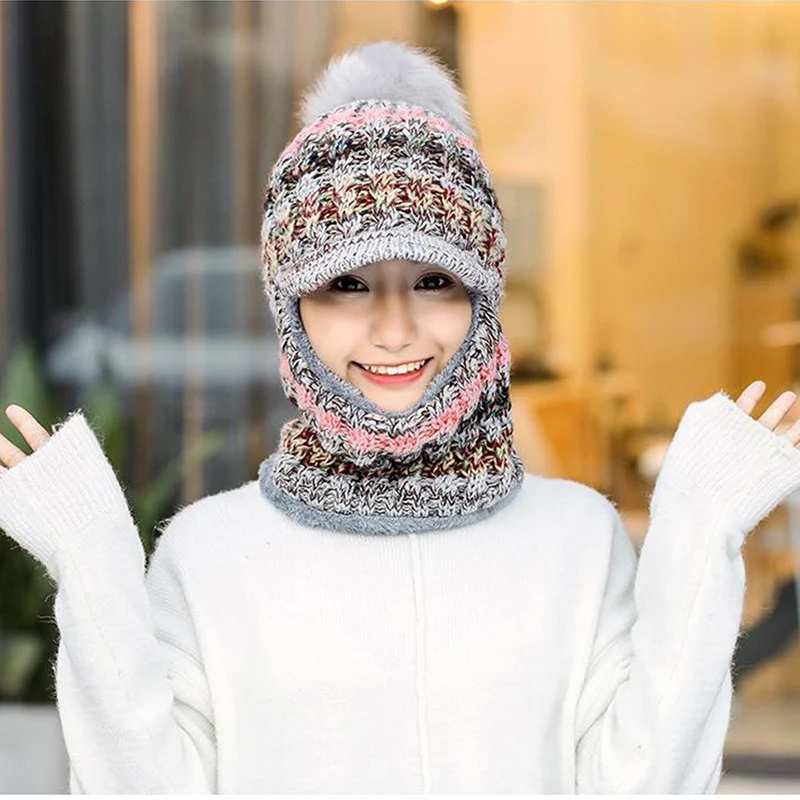 Зимние женские шапки с козырьком смешанные цвета вязанная шапка Skullies женская из