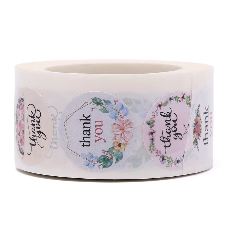 

500pcs/roll Cards Gift Decoration Sticker Floral Thank You Sticker Seal Labels