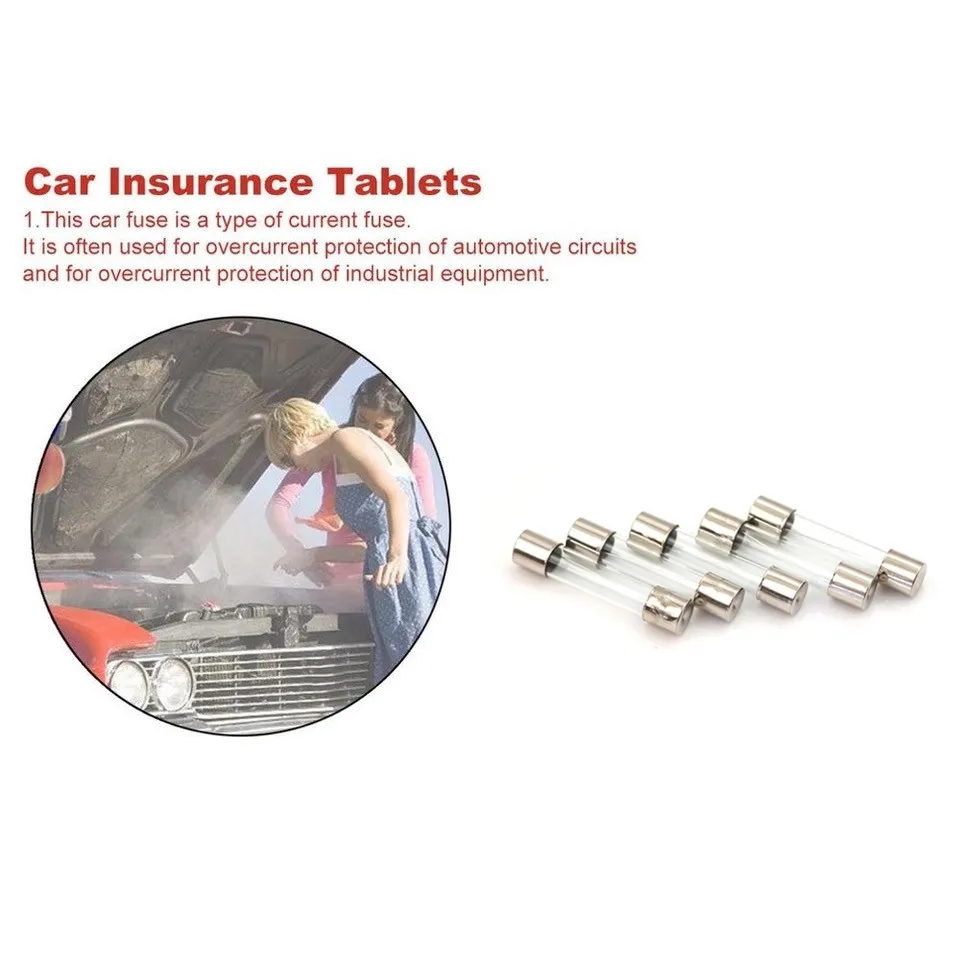 

100Pcs Set Fast-blow Glass Fuses 5x20mm Quick Blow Glass Tube Short circuit protection Line Overload protection Auto fuse 1A 30A