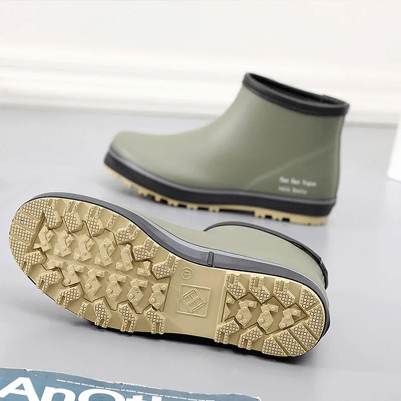 

Size 46 Rainboots Men Fashion 2021 Waterproof Rubber Rain Shoes Short Ankle Water Boots Garden Washing Work Rubber Men Rainboots